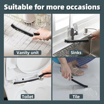 Toilet Brush, 2 Pcs Bathroom Cleaning Brush, Gap Scrub Brush with Hanging Hole, Multifunctional Hard Bristle Crevice Cleaning Brush, Cleaner Tools for Sinks, Tub, Shower, Tile, Toilet Seat (2, Black) - color: Black