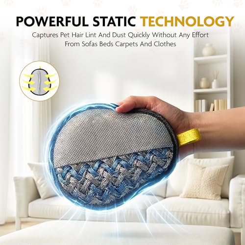 Pet Hair Removal Glove | Cats and Dogs | Reusable Electrostatic Fur Remover with Upgraded Dual-Directional Bristles | Non-Slip Finger Loop Design for Laundry, Furniture, Clothes, Couch & Car (Yellow) - color: Yellow