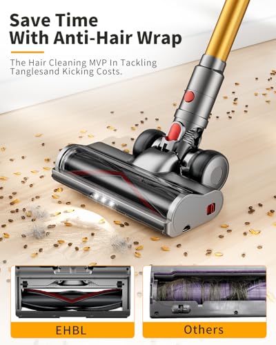 MBYULO Cordless Vacuum Cleaner for Home 600W 60Kpa Upgraded Powerful Stick Vacuum Up to 75Mins, Anti-Tangle & Wall Mount Charging, 8 in 1 Lightweight Vacuum Cleaners for Home/Pet Hair/Carpets/Floors - size: 600