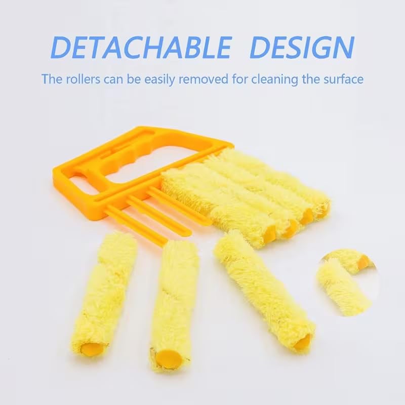 2pcs Microfibers Washable Window Cleaning Brushes for Effortless Dust Collection and Blinds Cleaning, Yellow - color: Yellow