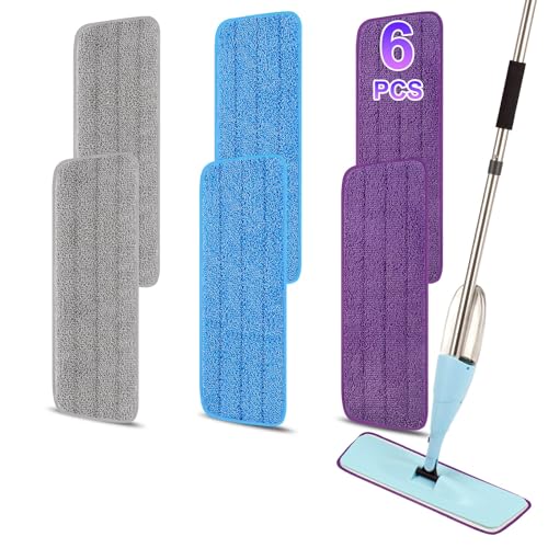 6 Pack 16.5 inch Reusable Mop Pads Microfiber Spray Mop Replacement Heads for Wet/Dry Mops Compatible with Bona Floor Care System - color: 6 Pack