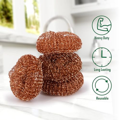 Pine-Sol Heavy-Duty Copper Coated Scrubbers - Premium Scrub Sponges for Cast Iron Pans, Stainless Steel Cookware, Oven Racks, and Grills, 4 Pack - size: 4 Pack, style: Copper
