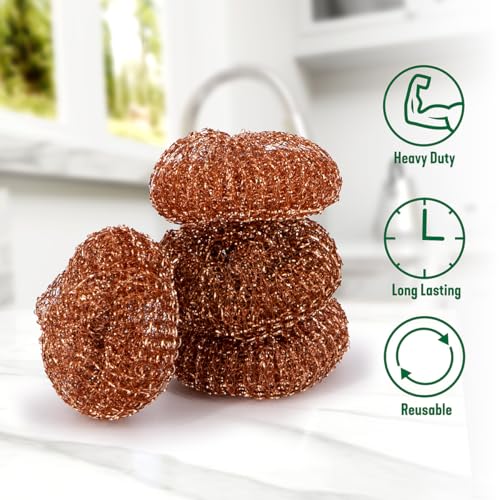 Pine-Sol Heavy-Duty Copper Scrubbers | Premium Scrub Sponges for Cast Iron, Stainless Steel, Oven Racks, Grills, 8 Pack - size: 8 Pack, style: Copper