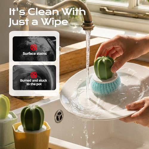 Comfort Grip Soap Dispensing Kitchen Scrub,Soap Dispensing Dish Brush,Replaceable Cleaning Brush,Dispenser has Non Slip Handle for Cleaning Dishes, Pots, Pans,Sinks (C) - color: C