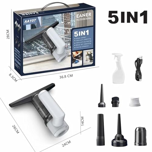 Handheld Window Vacuum Strong Suction Rechargeable Machine Suitable for Home and Office Glass Window Vacuum - color: White