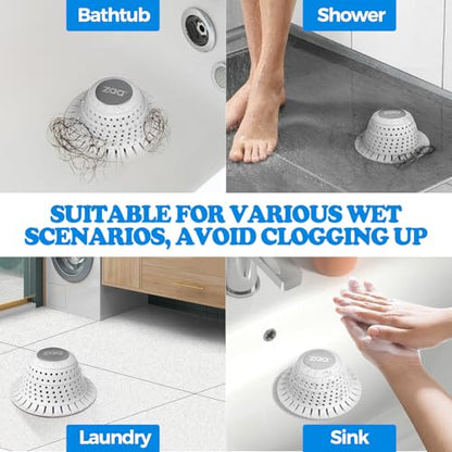 zaa Bathtub Drain Hair Catcher, Premium Silicone Collapsible 1 Pack Drain Protector for Pop-Up and Regular Drains of Shower, Tub, Bathroom, Sink, Light Gray - color: Light Gray