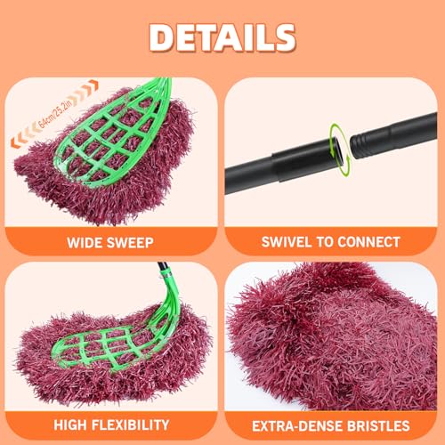 Large Outdoor Broom, Commercial Industrial Grade Yard Broom with 81.5" Long Handle, Durable Fiber Sweeping Broom for Patio, Garage, Driveway, Lawn and Sidewalk Cleaning