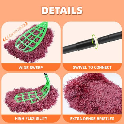 Large Outdoor Broom, Commercial Industrial Grade Yard Broom with 81.5" Long Handle, Durable Fiber Sweeping Broom for Patio, Garage, Driveway, Lawn and Sidewalk Cleaning