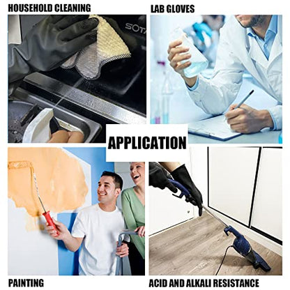Chemical Resistant Latex Gloves,Cleaning Protective Safety Work Heavy Duty Rubber Gloves, S-M-L-XL Size, Black 1 Pair - color: M/12.2''