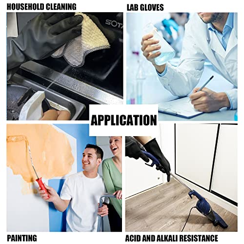 Chemical Resistant Latex Gloves,Cleaning Protective Safety Work Heavy Duty Rubber Gloves, S-M-L-XL Size, Black 1 Pair - color: S/12''
