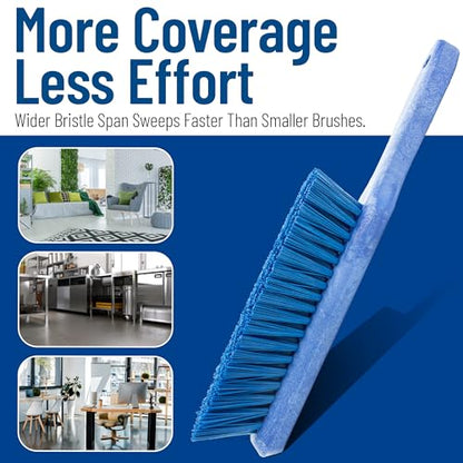 SPARTA 8 Inch Soft Counter Brush with Polyester Bristles and 5 Inch Handle, Color Coded Handheld Broom for Tables Countertops and Foodservice Surfaces, 13 Inch Overall Length, Blue, Pack of 6 - color: Blue