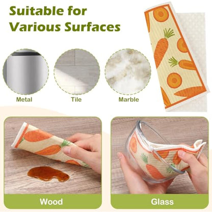 6 Packs Swedish Paper Cloths for Kitchen, Reusable Paper Towels Washable Dish Rags, Highly Absorbent Kitchen Towels Quick Drying Swedish Sponge Cleaning Dish Cloths (Vegetables) - color: Vegetables