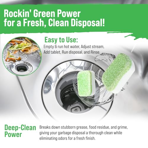 Rockin' Green Deep Cleaning and Deodorizing Tablets for Dishwashers, Washing Machines, and Garbage Disposals, Removes Odor and Residue (Garbage Disposal Cleaning Tablets, 8 Pack) - size: 1 Count (Pack of 8), style: Garbage Disposal Cleaning Tablets