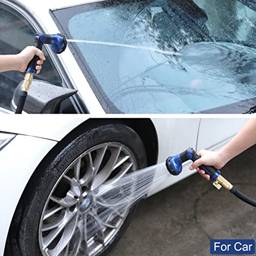 FANHAO Garden Hose Nozzle 100% Heavy Duty Metal Water Hose Sprayer with 8 Spray Patterns, High Pressure Spray Nozzle with Thumb Control, On Off Valve for Watering Plants, Washing Cars & Pets, Blue - color: Blue