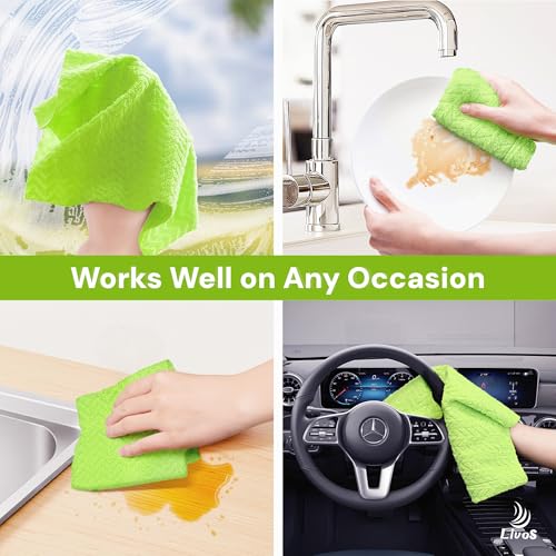 LIVOS Microfiber Cleaning Cloth Roll - 100 Pack, Reusable Paper Towels, Microfiber Towels for Car, Super Absorbent Cleaning Rags for House,Kitchen,Window-Green, 11.5"x11.5"|Lightweight, Quickly Dry - color: Green