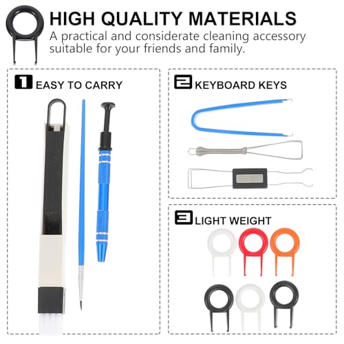 Cabilock Mechanical Keyboard Key Cap Puller and Anti-Static Cleaning Brush Kit with Metal and Plastic Tools for Computer Keyboard Maintenance