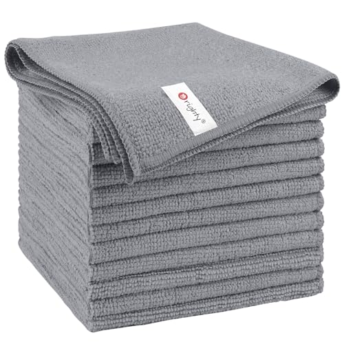 Orighty Microfiber Cleaning Cloth, 12 Pack Microfiber Towels for Cars, Highly Absorbent Car Cleaning Supplies, Lint Free Cloths Clean Rags for Car Care, House, Kitchen, 12x11 inch, Grey - color: Grey, size: Pack of 12