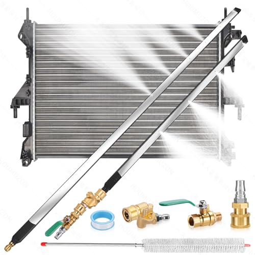 47" + 24" Radiator Cleaning Wand Set, Dual Water/Air Flush Modes, 4500 PSI, Radiator Cleaning Tool Suitable for Use on Cars, Trucks, Construction and Agricultural Machinery, Household Air