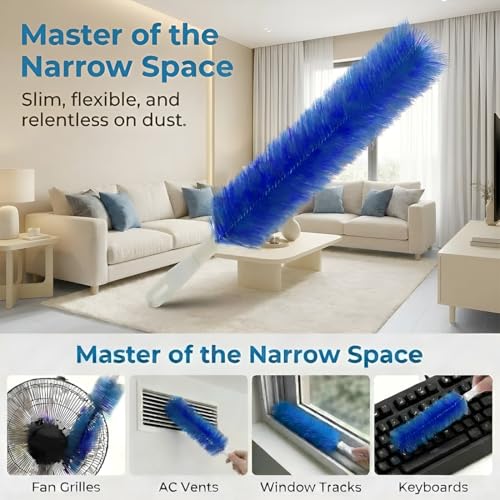 Bendable Microfiber Head, Fan Cleaner Brush Reusable Dust Remover Washable ldeal for Ceiling Fan, Air Conditioner, Dryer Vent, Car Vents and Household Surface Cleaning (Gray x 2) - color: Gray X 2