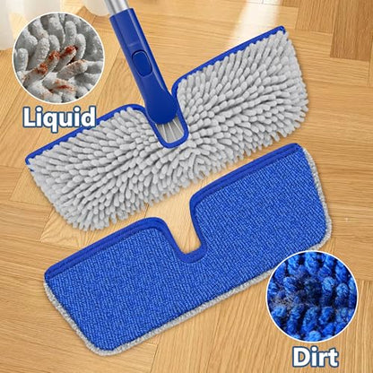Reusable Mop Pads for Enspoway Dust Mop - Double-Sided Microfiber Chenille Refills for Kitchen Bathroom Tile Cleaning - Washable Absorbent Pads for Hardwood Laminate Floor Cleaning Only for B0FRDZDTMP - size: 15" Mop Pads