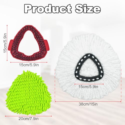 Mop Heads Replacement for Ocedar, Mop Replace Head for Ocedar EasyWring 1 Tank, Microfiber Spin Mop Refills, Include 4 Spin Mop Replacement Head Deep Cleaning Machine Washable with 2 Scrubber Mop Head - color: White&green