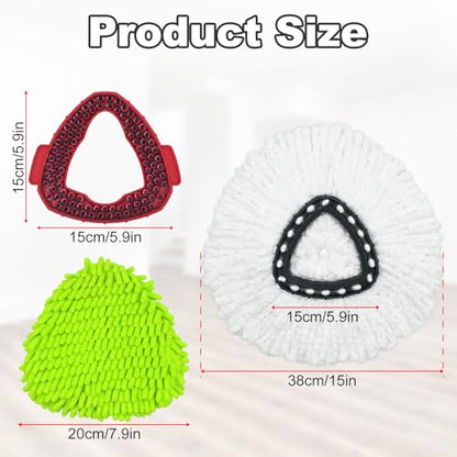 Mop Heads Replacement for Ocedar, Mop Replace Head for Ocedar EasyWring 1 Tank, Microfiber Spin Mop Refills, Include 4 Spin Mop Replacement Head Deep Cleaning Machine Washable with 2 Scrubber Mop Head - color: White&green