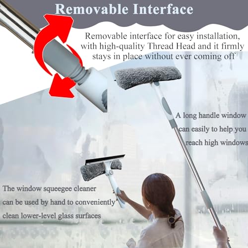 Professionalism Window Cleaner Tool for Windows Cleaning, Window Washing Kit with Streak-free Squeegee & Rotating Head, Extendable Glass Clean Extension Pole for Outdoor(1-1.95m/3.3-6.4ft+Cloth(3 PCS) - size: 1-1.95m/3.3-6.4ft+Cloth(3 PCS)