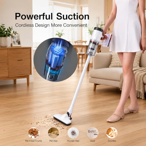 KEROMEE Cordless Vacuum Cleaner, Handheld 5-in-1 Small Stick Lightweight Vacuum Car Vacuum for Pet Hair Hardwood Floor Cleaning