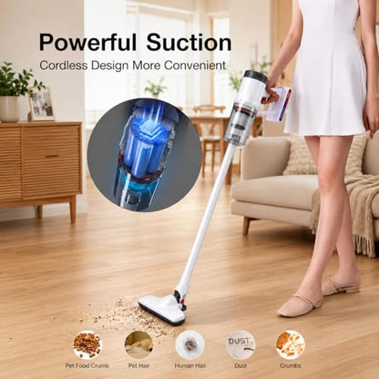 KEROMEE Cordless Vacuum Cleaner, Handheld 5-in-1 Small Stick Lightweight Vacuum Car Vacuum for Pet Hair Hardwood Floor Cleaning