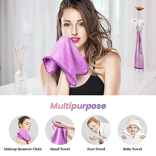 8 Pack Makeup Remover Cloth,13x7 Inch Reusable Makeup Remover Towels, Ultra Soft Microfiber Face Cloth Reusable Facial Washcloths, 4 Colors - color: Pink