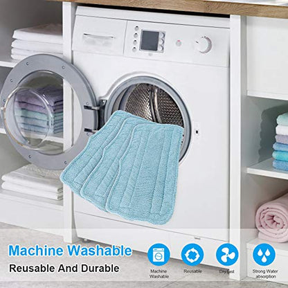 Fushing 7Pcs Steam Mop Pads, Washable Microfiber Cleaning Steamer Replacement Pads for Shark Steam & Spray Mop S3101 S3251 SK460 SK410 S3101n2 S3250 SK435CO SK140 SK141,Blue - color: Blue