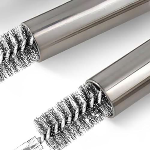 6 PCS Stainless Steel Wire Bore Brush Set, 1/4" Hex Shank Twisted Drill Brushes, 8/10/12/15/17/19mm for Rust Removal & Pipe Tube Cleaning