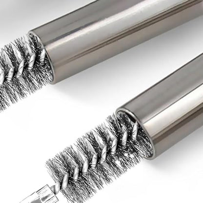 6 PCS Stainless Steel Wire Bore Brush Set, 1/4" Hex Shank Twisted Drill Brushes, 8/10/12/15/17/19mm for Rust Removal & Pipe Tube Cleaning