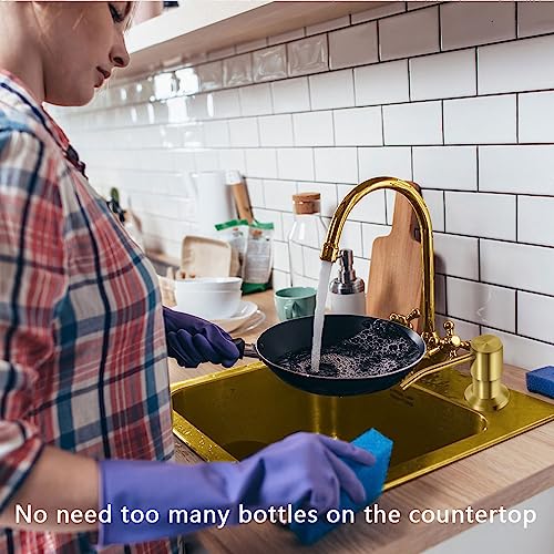 Soap Dispenser for Kitchen Sink, Countertop Sink Soap Dispenser Pump, 47" Silicone Extension Tube Connect to The Soap Bottle Directly, Say Goodbye to Frequent Refills (Golden) - color: Golden