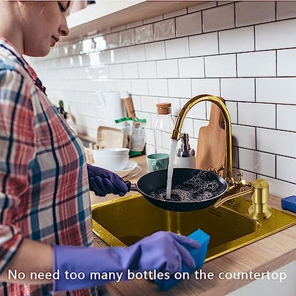 Soap Dispenser for Kitchen Sink, Countertop Sink Soap Dispenser Pump, 47" Silicone Extension Tube Connect to The Soap Bottle Directly, Say Goodbye to Frequent Refills (Golden) - color: Golden