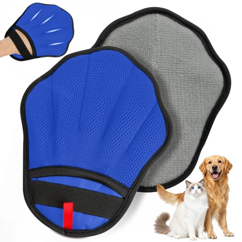 Pet Hair Removal Glove, Electrostatic Pet Hair Remover Glove for Cats & Dogs, Hair Remover Tools for Couch, Carpet, Clothing, Car Seat - Upgraded Five-Finger, Reusable，RoyalBlue+Darkgrey - color: RoyalBlue+DarkGrey