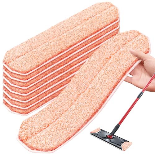 8 Pack Orange Scrubbing Mop Pads Compatible with O-Cedar H2prO Flat Mop, Machine Washable Reusable Microfiber Replacement Pads with All-Over Scrub Strips for Deep Cleaning Hardwood Tile Laminate Vinyl - color: Orange, size: 8 Pack