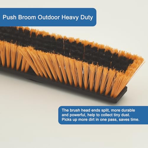 PBHEPJ 24 Inchs Push Broom Outdoor Heavy Duty, Shop Broom with 60" Long Handle for Cleaning Outdoor or Indoor Tile, Garage, Shop, Deck, Concrete, Wood, Stone, Patio Floor, 2 Pack