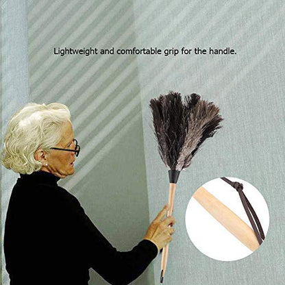 Fdit Handmade Washable Non-electrostatic Duster with Wooden Handle Household
