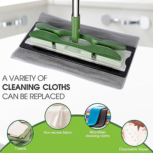MASTERTOP Microfiber Mop - Flat Floor Mops Wet Dry Dust Mop with 4 Washable Pads & 52.4'' Stainless Steel Handle for Hardwood Laminate Tile Floor Cleaning - color: Green