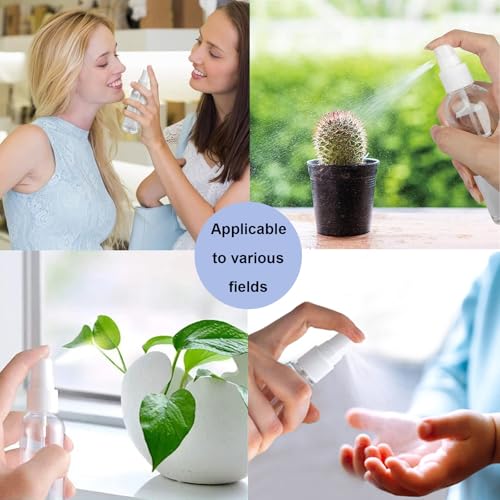 2 oz Small Spray Bottles for Travel, TSA Approved Clear Plastic Fine Mist Travel Size Toiletries Containers, Leak-Proof Refillable Empty Mini Liquid Cosmetics Dispenser Kit with Funnels & Labels