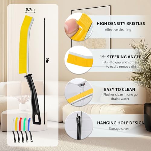 Groove Cleaning Brush Set for Kitchen Bathroom Window Tracks Crevice Home Cleaning Tool for Easy Cleaning 5PCS - color: Multicolor