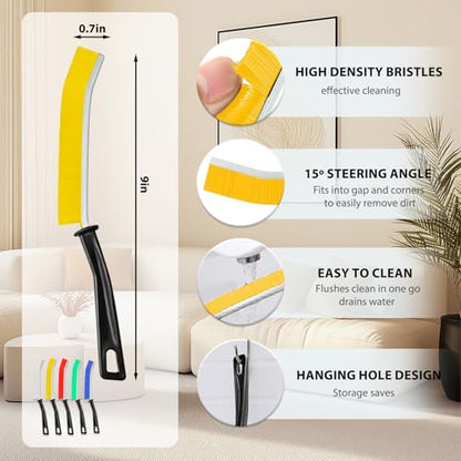 Groove Cleaning Brush Set for Kitchen Bathroom Window Tracks Crevice Home Cleaning Tool for Easy Cleaning 5PCS - color: Multicolor