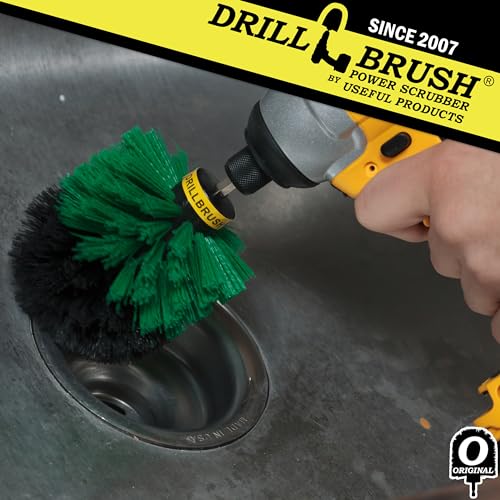 Drillbrush Kitchen Cleaning Supplies - Household Cleaners for Drill - Home Kitchen Scrubbing - Stove Cleaning Tool - Oven Door Cleaner - Pots and Pans Scrubber - Frying Pan Scrubber - Sink Scrub Brush - color: Medium-green