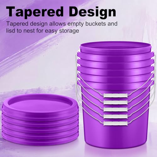 Tioncy 10 Pcs 2 Gallon Plastic Bucket with Lid Heavy Duty 2 Gallon Bucket Pail with Lid Handle for Storage Container Home Household Cleaning (Purple) - color: Purple