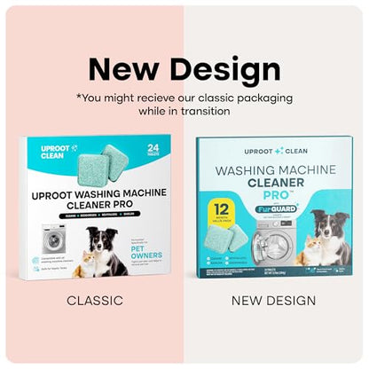 Uproot Clean Washing Machine Cleaner Tablets - 24 Pack for a 12 Month Supply. Formulated for Pet Owners. Compatible with HE, Top & Front Load. Easily Removes Residue, Grime, and Odors. Septic Safe. - style: Pro