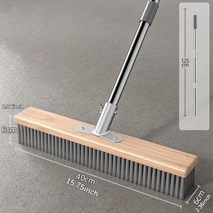Generic Stainless Steel Wire Scrub Brush Deck Floor Brush Remover Floor Cleaning Tool with Long Handle for Rough Surface Patio, 40cm - size: 40cm