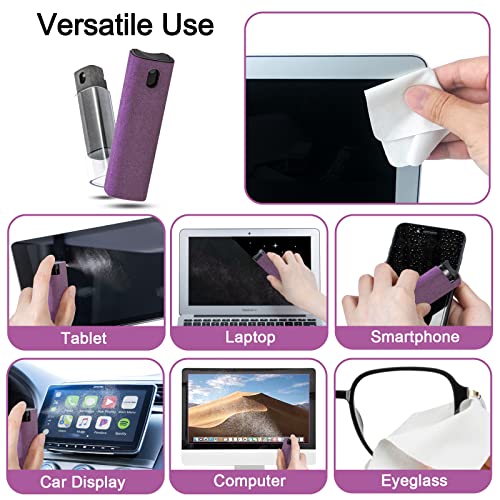 2Pcs Laptop Screen Monitor Cleaner Spray, walrfid Portable Phone Touchscreen and Car Screen Cleaning Kit for Cell Phones, Tablet, PC, Computer, iPhone, iPad, MacBook Pro - Grey and Purple - color: Grey, Purple