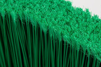 SPARTA 41082EC09 Plastic Color Coded Broom, Flagged Bristles, Long Broom With Angled Head For Large Debris, 56 Inches, Green, (Pack of 12) - color: Green