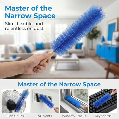 Fan Cleaning Brush, 2026 New Bendable Microfiber Head Dusting Brushes, Reusable Fan Cleaner Brush Dust Remover for Electric Fans, Air Conditioning, Car Vents and Blind，Blue：43cm - color: Blue, size: 43cm
